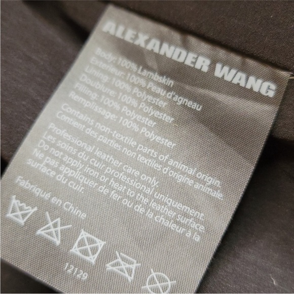 🤩🔥 ALEXANDER WANG Two-Tone Lambskin Biker Jacket | Size M 🖤🤎 - Picture 7 of 7